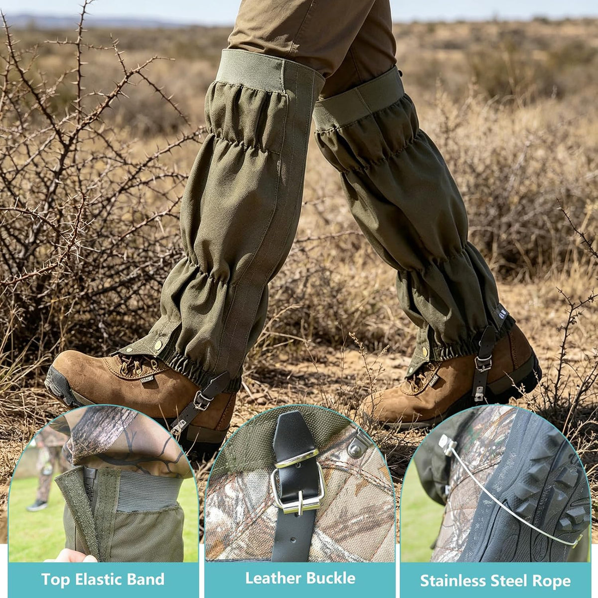 Snake Gaiters for Men & Women Snake Proof Leg Gaiters, Army Green