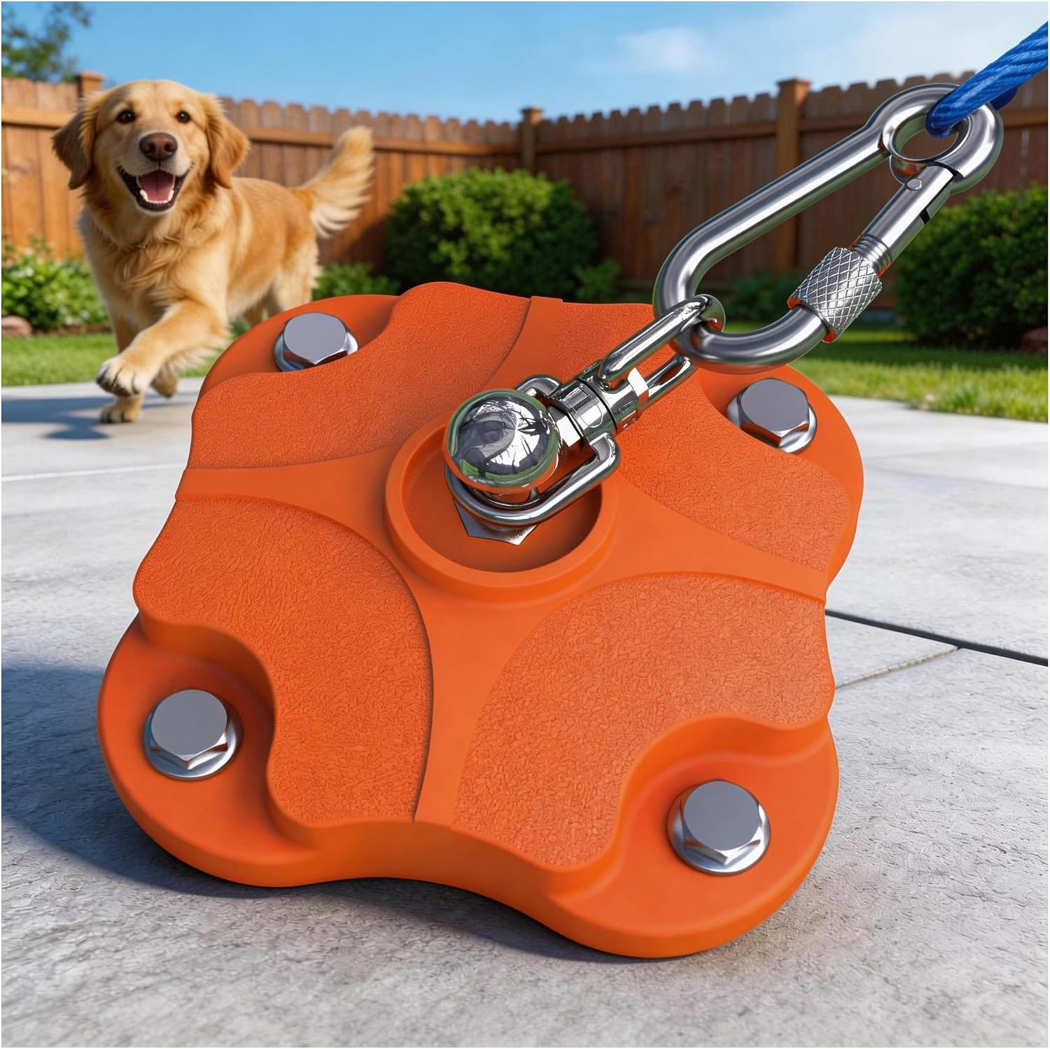 Heavy Duty Dog Tie Out Stake Ground Anchor with Dual 360° Anti-Tangle Swivel - Dog Runner Stake for Large Dogs Outside Yard & Camping (One Dog Stake/200lbs/No Cable)