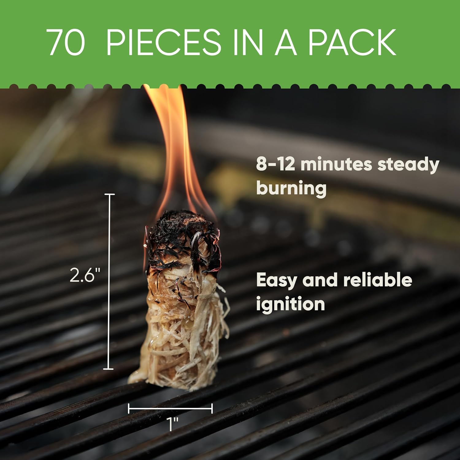 Inflame Fire Starters 70 pcs - Fire Starters for Campfires, Charcoal, BBQ