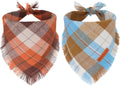 ADOGGYGO Fall Dog Bandana with Tassels Edges, Plaid Thanksgiving Scarf, S