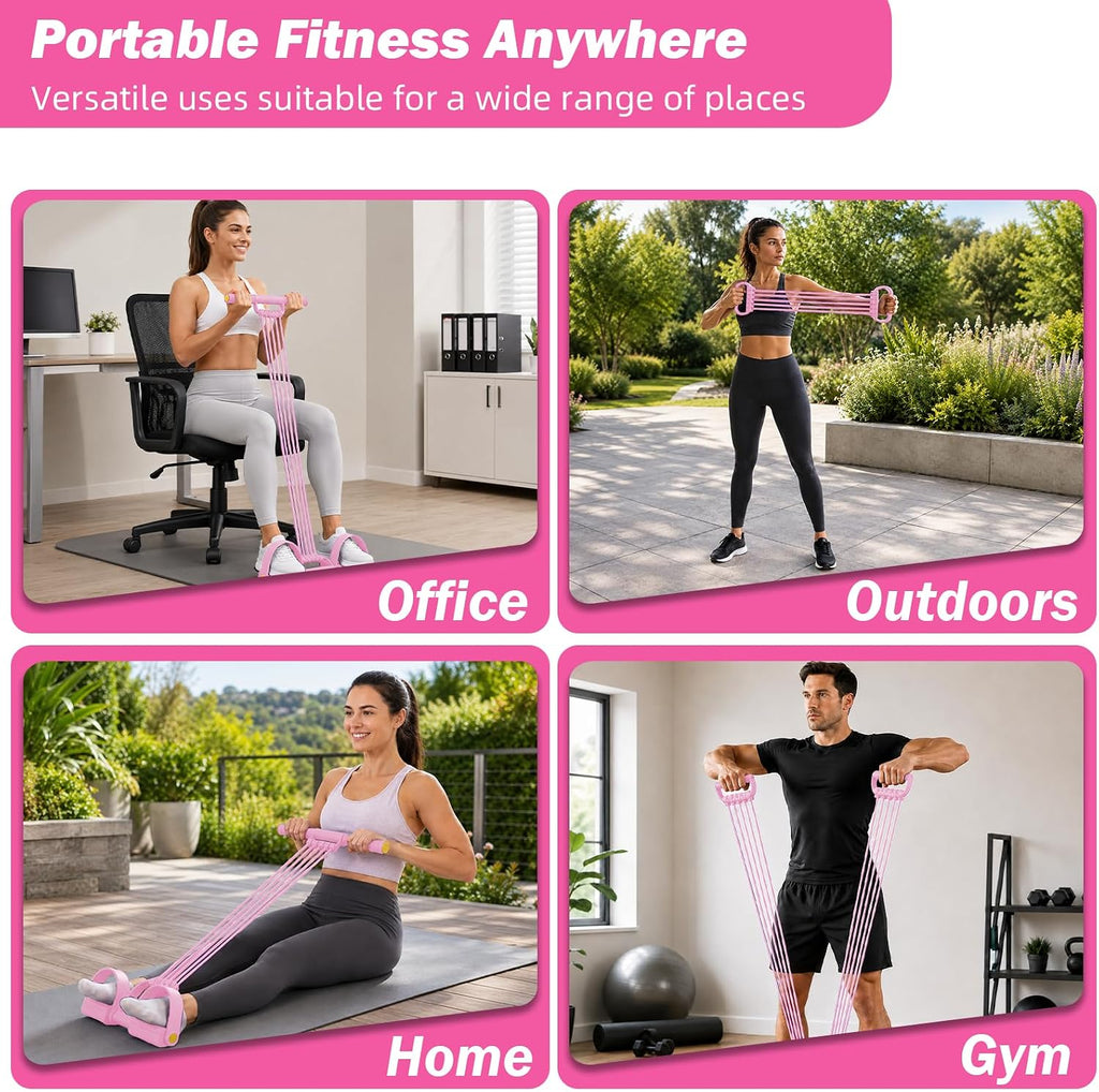 Pedal Resistance Band with Handle, Upgrade 10-Tubes Adjustable Resistance
