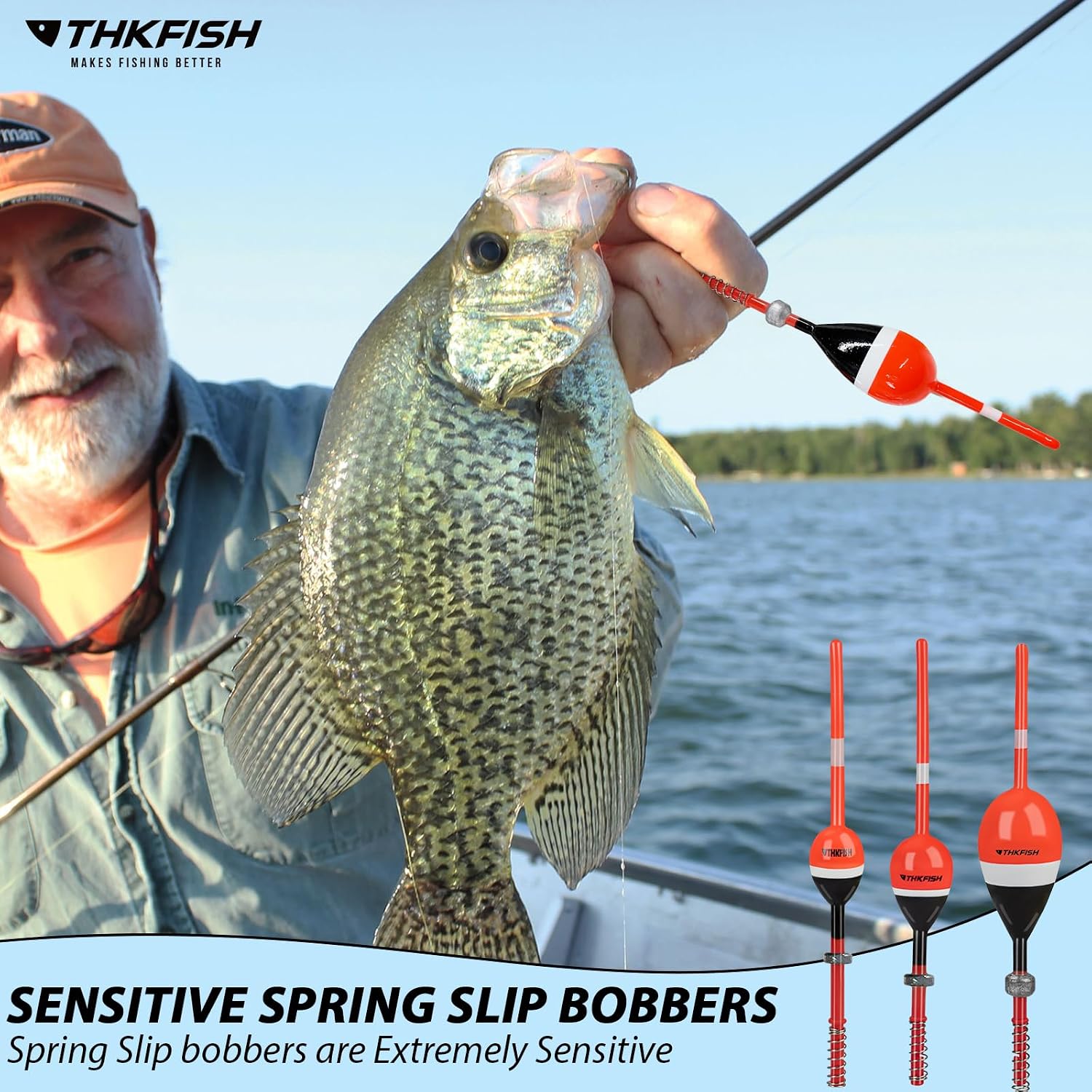 THKFISH Balsa Wood Spring Bobbers with Oval Slip Bobbers, Fishing Floats