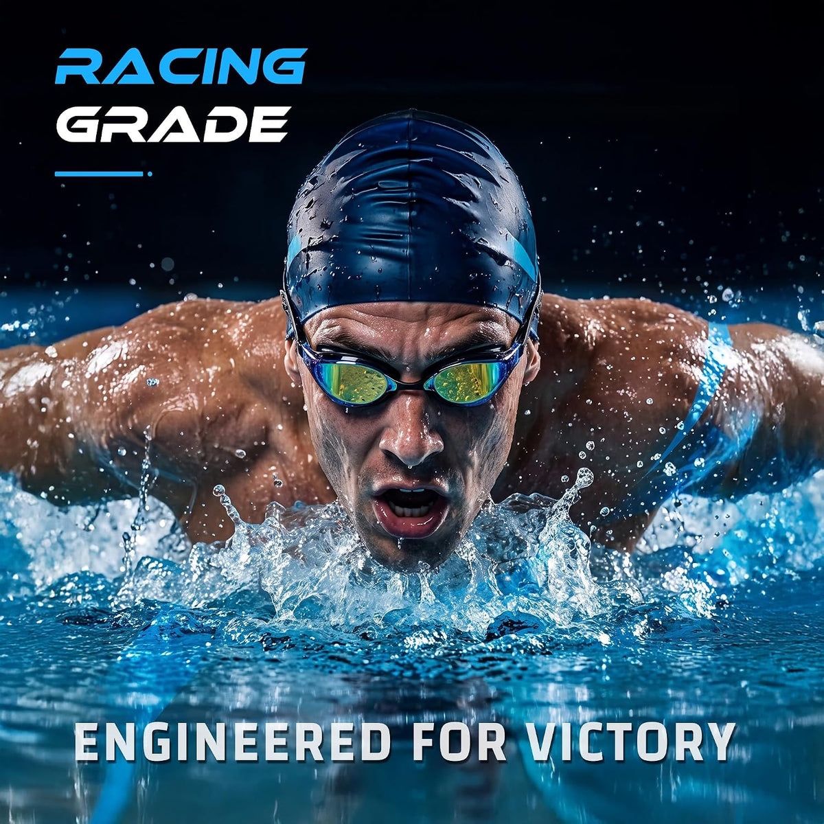 High-Performance Athletic Swim Goggles for Adult, Competition or Racing Use