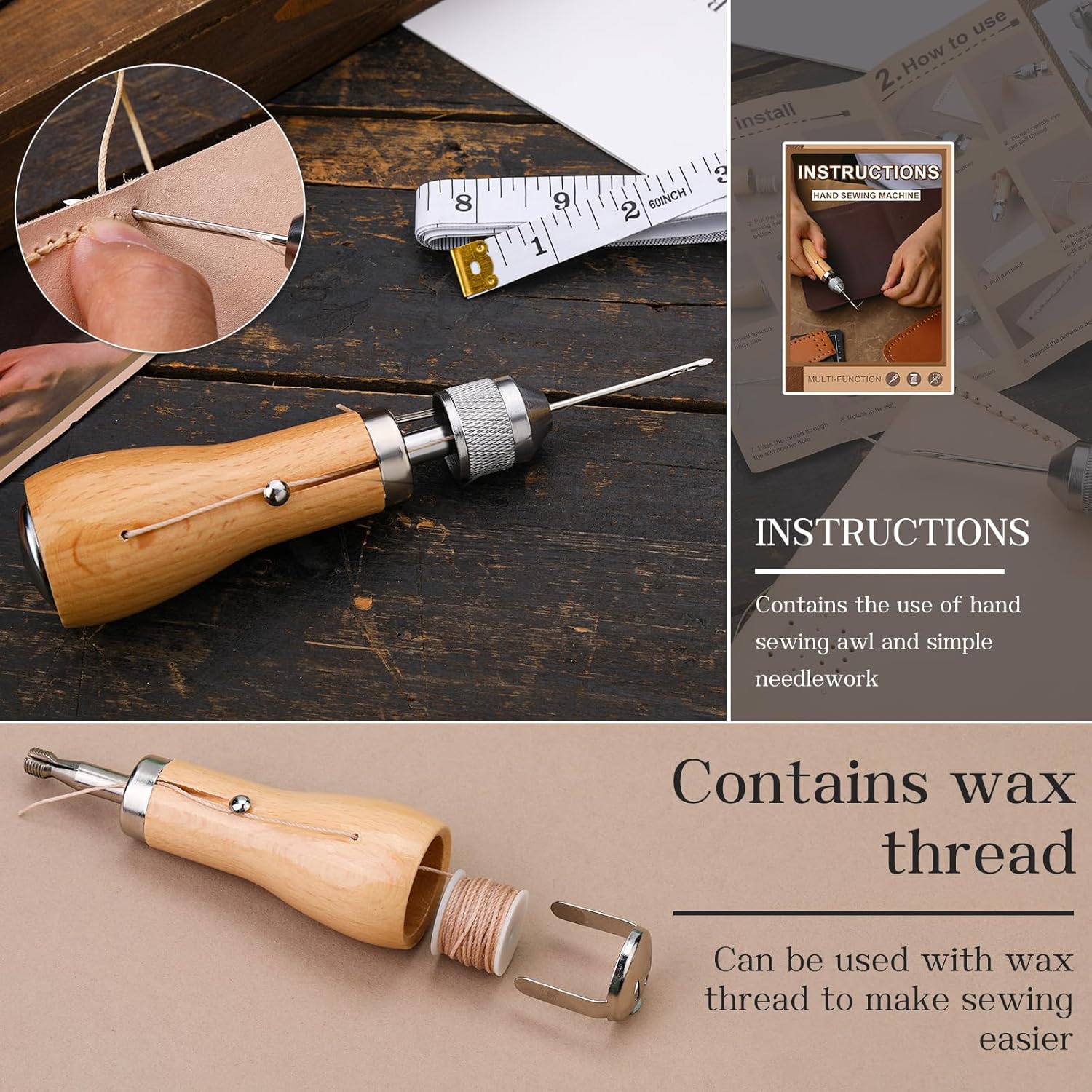 QMNNMA 40pcs Sewing Awl Kit with Bag, Speedy Sitcher Sewing Awl Kit