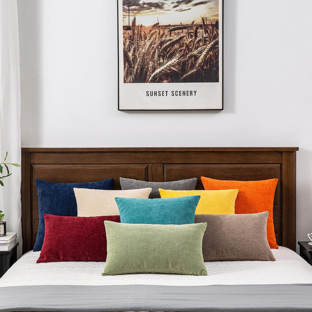 GAWAMAY Decorative Square Throw Pillow Covers 18"x18" Inch Set of 2, Super Soft Chenille Pillows Cover Fall Pillowcase for Living Room Bedroom Sofa Couch Cushion Cover Navy Blue 45x45cm (Only Covers)