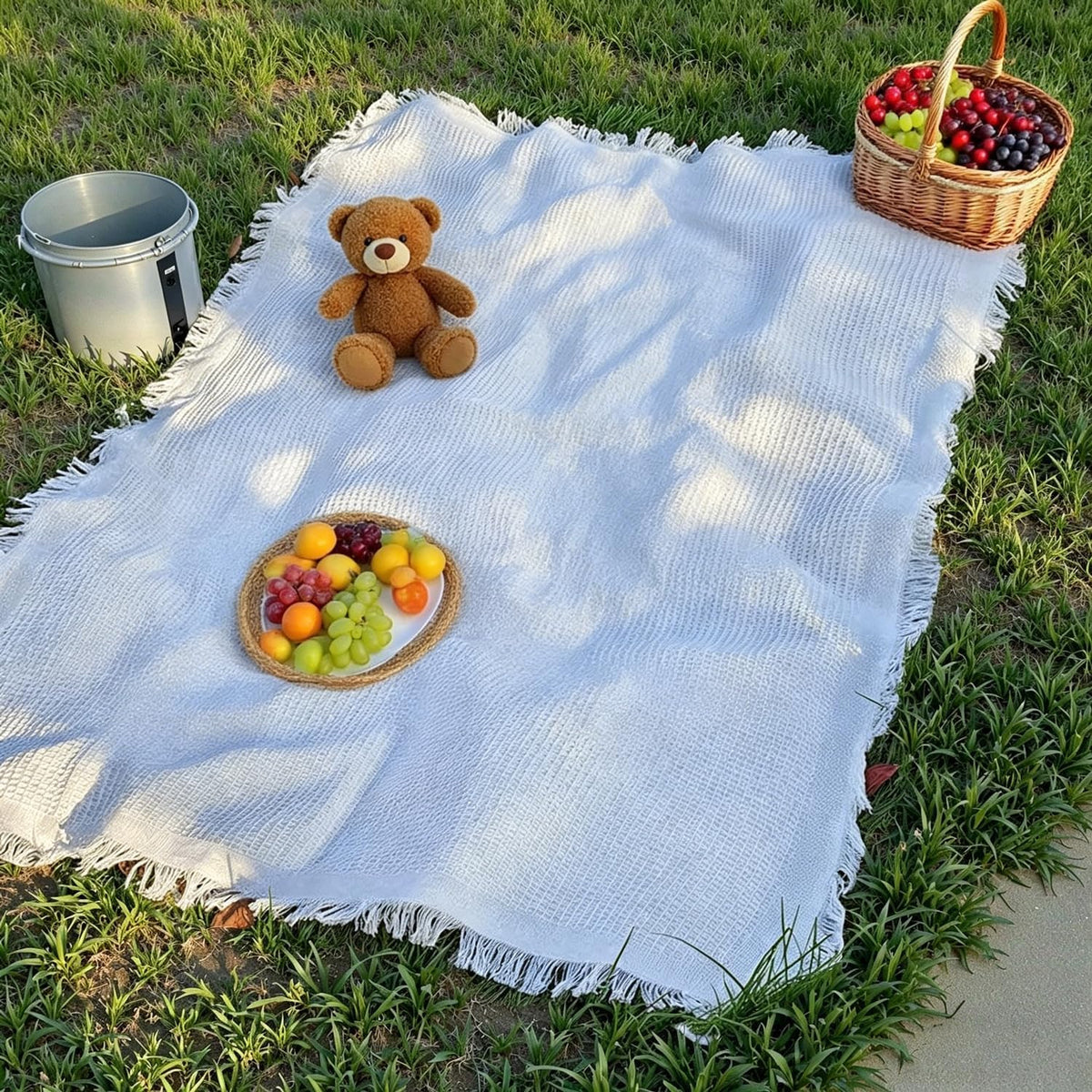 Wind Tour Outdoor Multifunctional Picnic mat, Picnic Blanket, Suitable for Camping, Picnic, Party, Hiking and Outdoor Activities（White | 70.8” × 70.8”）