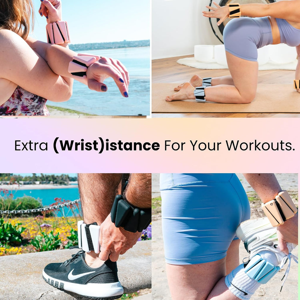 OmWeights Premium Weighted Bangles – Stylish Wrist and Ankle Weights for Women and Men | Cardio, Yoga, and Pilates Ankle Weights for Women and Men | Adjustable Leg and Arm Weights 1lb Each
