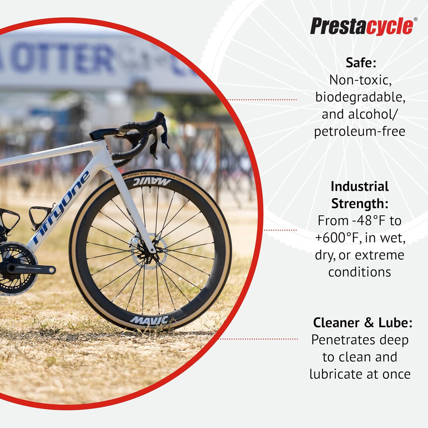 Prestacycle One Liquid, Bike Chain Lubricant and Cleaner, All-in-One Bicycle Lube, Degreaser, Paint Protectant, Metal Polish & Rust Remover, Without Alcohol or Petroleum