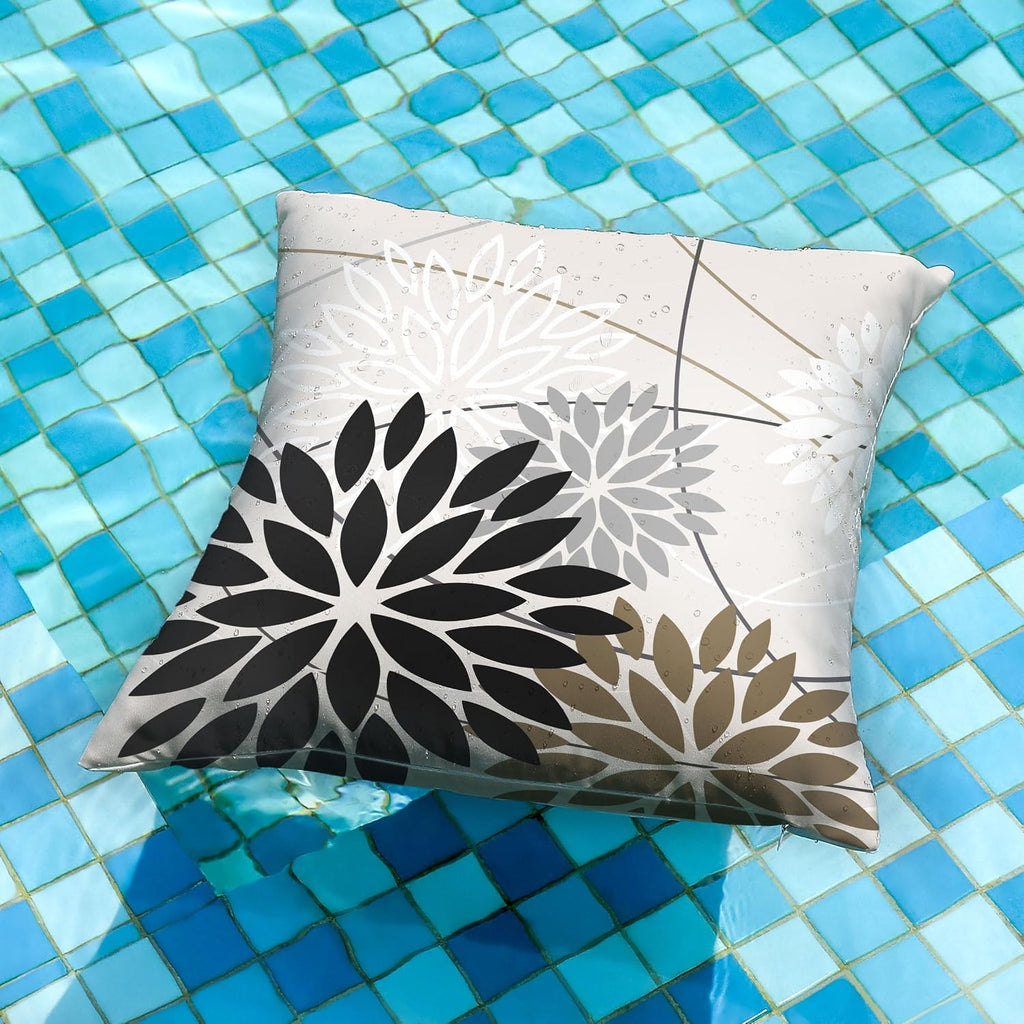 DFXSZ Black Brown Floral Outdoor Pillow Covers 18x18 Set of 2 Waterproof