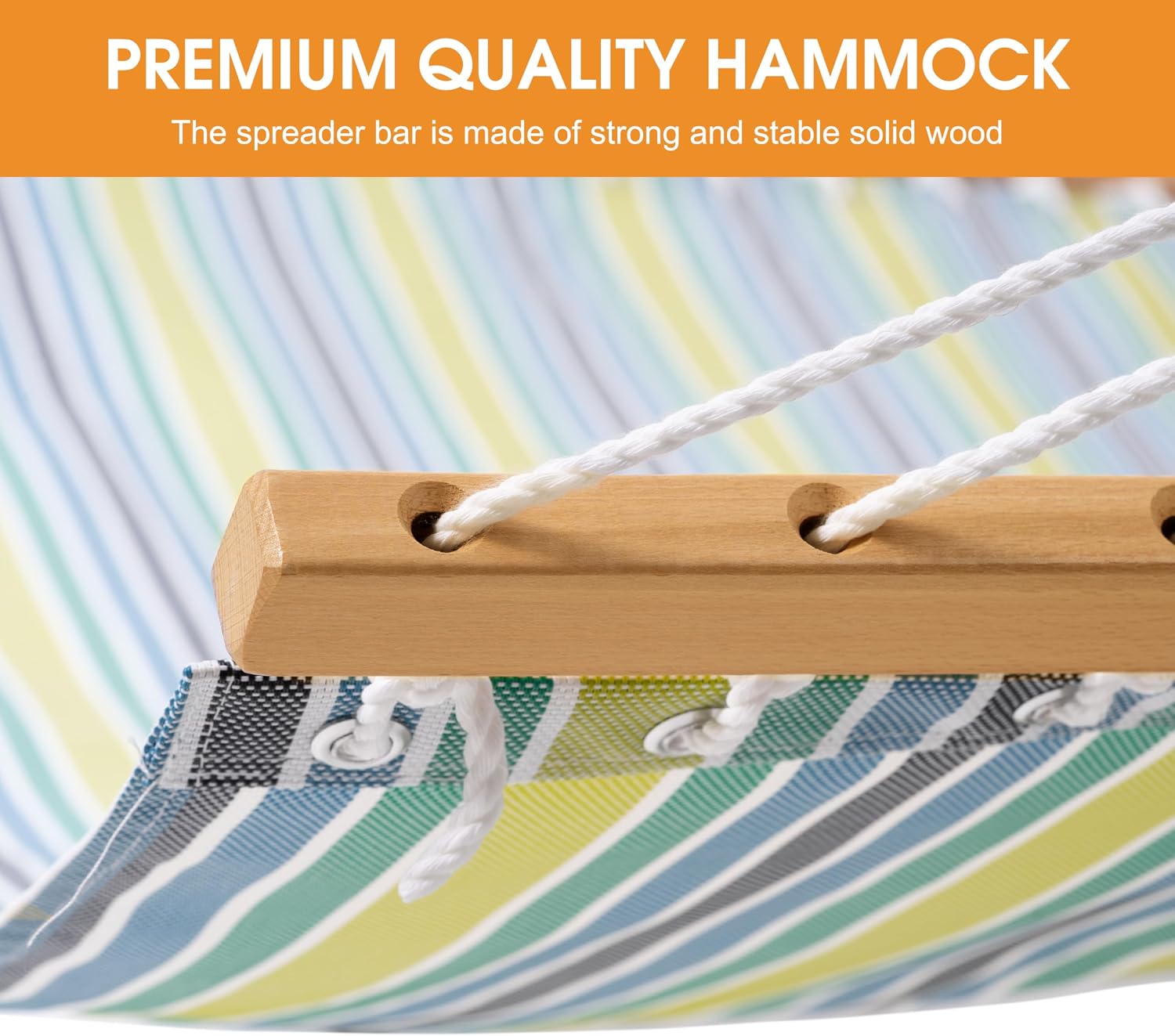 Lazy Daze Double Textliene Quick Dry Hammock with Spreader Bar for Outdoor