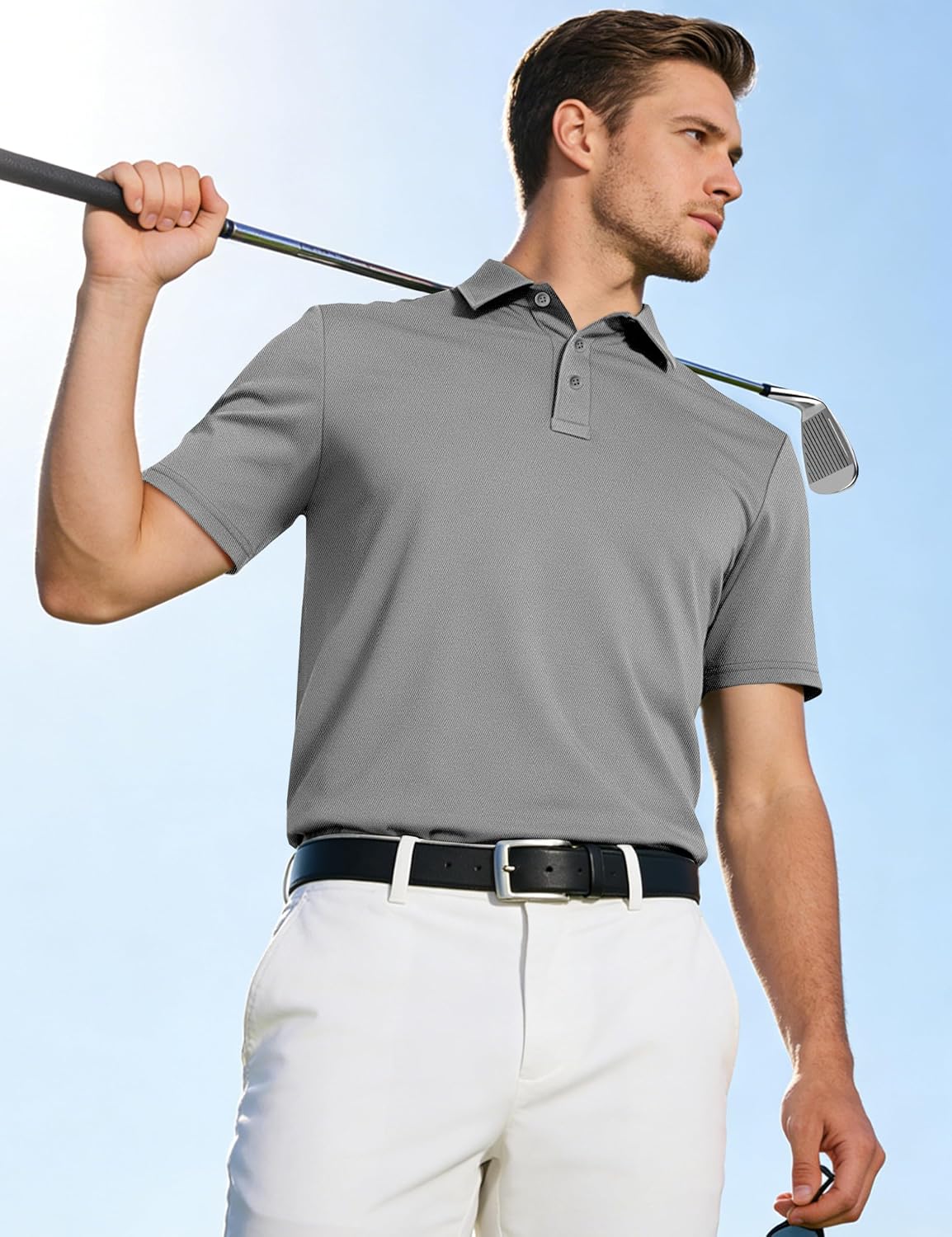 TACVASEN Men's Polo Shirts Short Sleeve Dry Fit Collared Golf Shirt