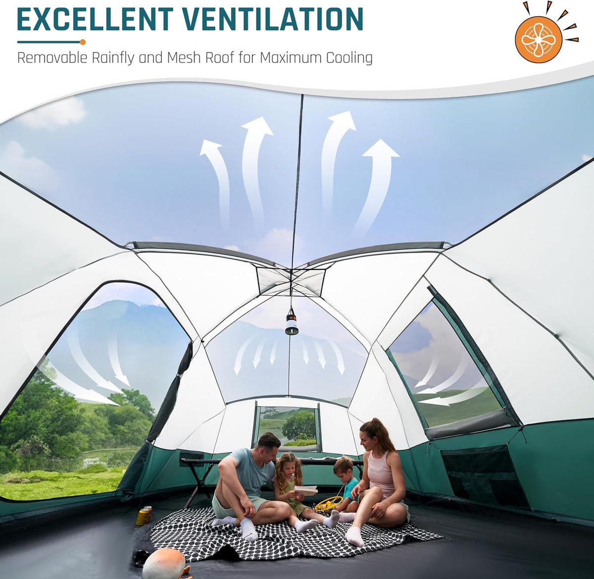 DMH OUTDOORS 8/11 Person Large Family Camping Tent Tunnel Tent with Porch