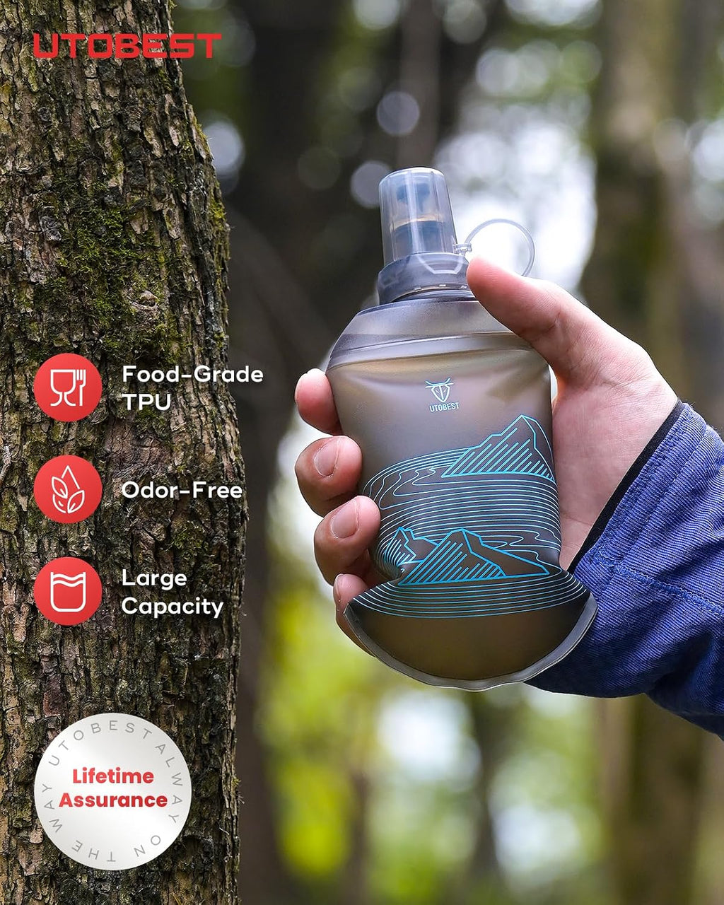 UTOBEST Soft Flask 200ml Collapsible Running Water Bottles