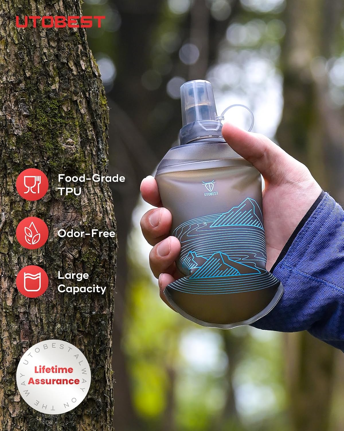 UTOBEST Soft Flask 200ml Collapsible Running Water Bottles