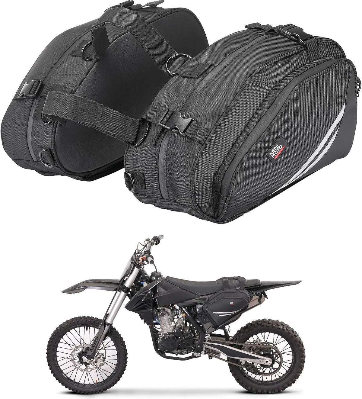 KEMIMOTO Dirt Bike Motorcycle Saddlebags 20L with Waterproof Rain Covers