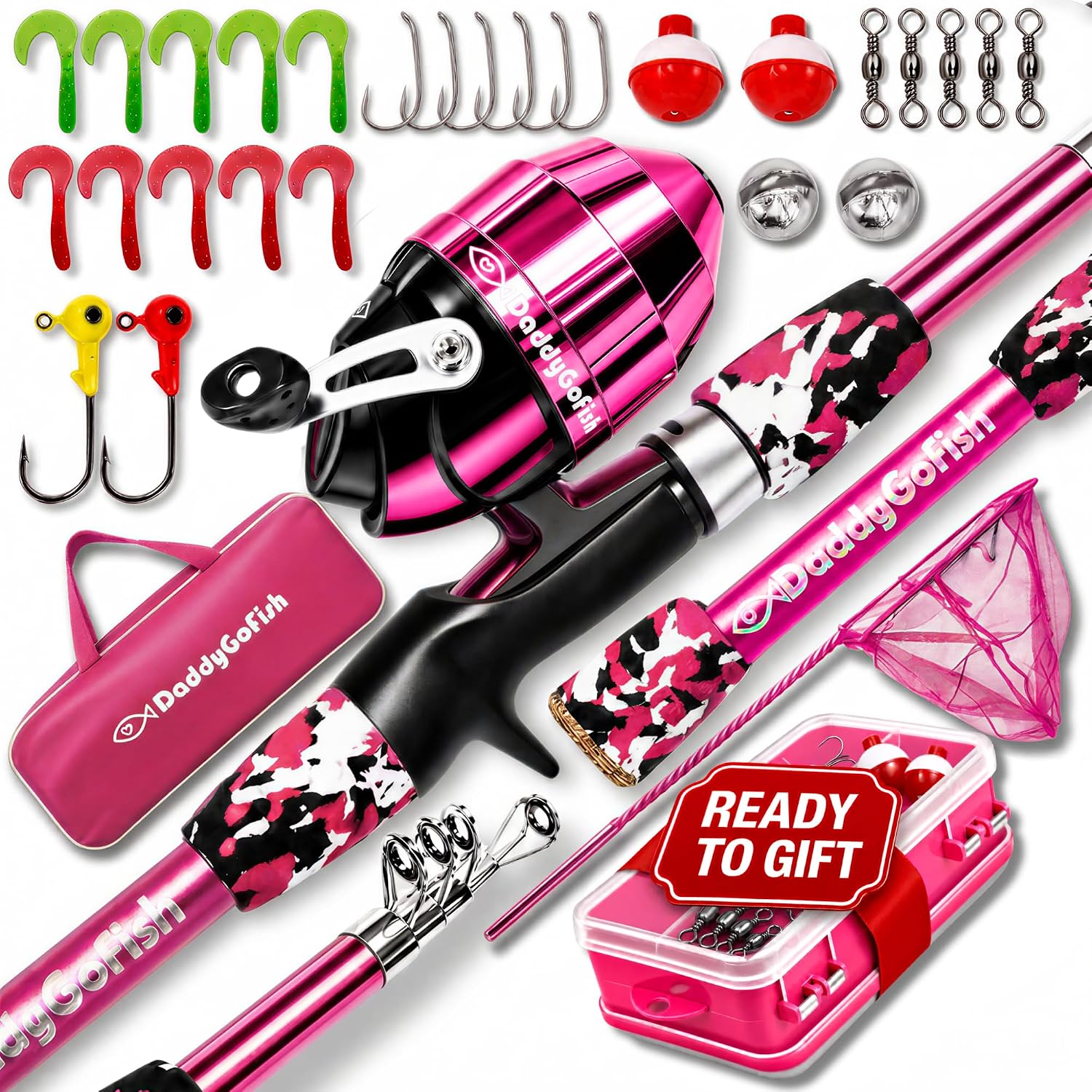 Kids Fishing Pole for Boys, Girls & Youth Age, Toddler Fishing Pole Set Kit