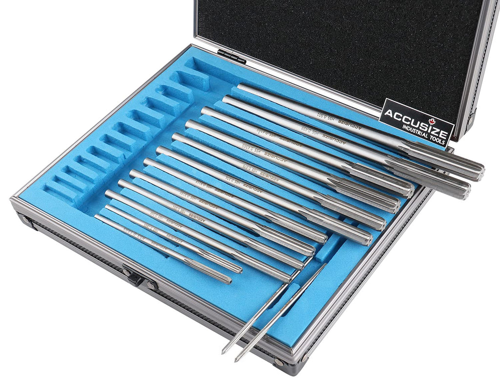 Accusize Industrial Tools Chucking Reamer Set, 0.1240" to 0.5010", 14 Pc