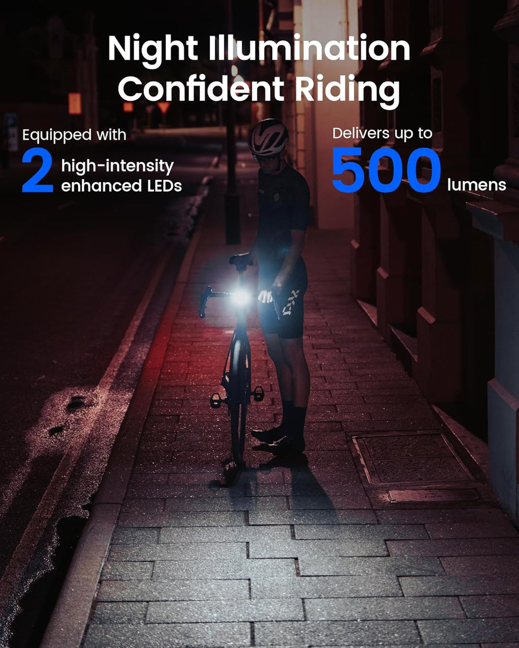 RAVEMEN FR1100 SE/FR500 Bike Headlight Compatible with Garmin/Wahoo Computers, 270° Wide-Angled Bicycle Front Light for Night Urban Riding & Daytime Warning, Auto On and Off, 6 Modes