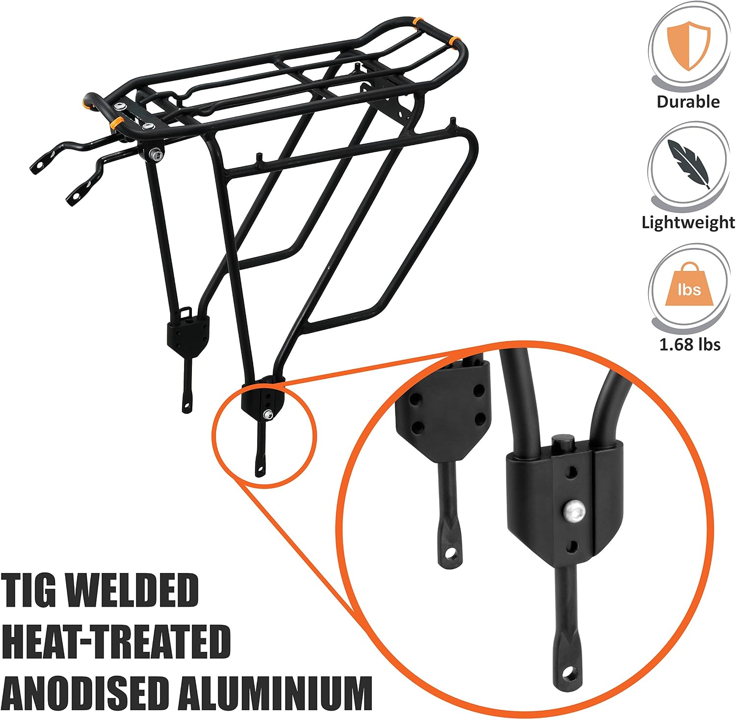 Ibera PakRak Touring Bicycle Seatpost/Disc/Non/Disc Rack and Quick Release Bag (Non-Disc Brake Rack + Trunk Bag with Expandable Panniers)