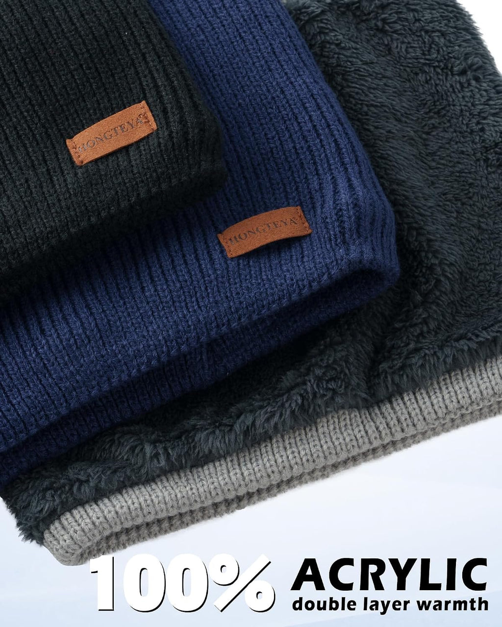 HONGTEYA Neck Gaiters for Men, Winter Neck Warmer Face for Men & Women,Thick Windproof Warm Lined Ski Mask