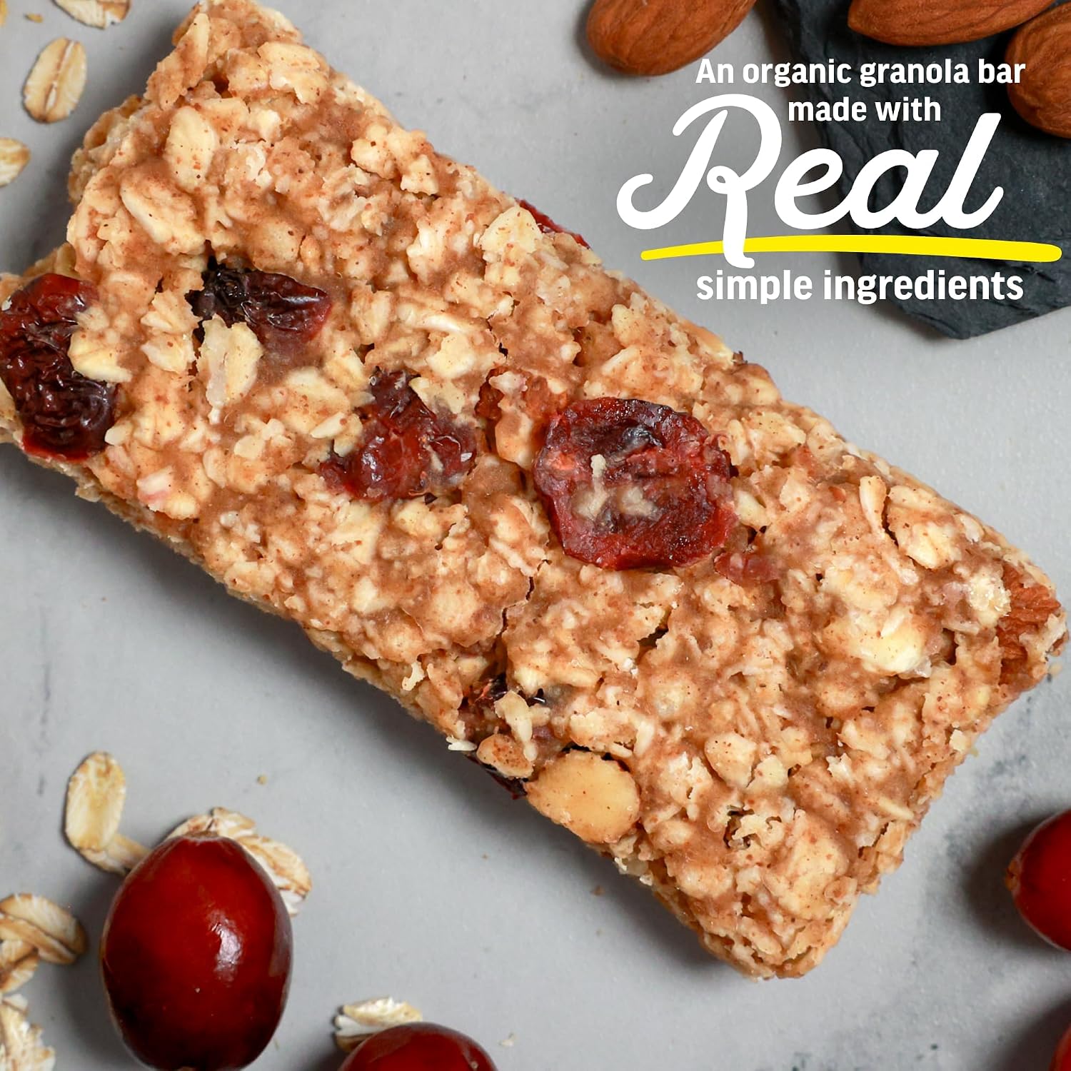 Kate's Real Food Organic Energy Bars Oatmeal Cranberry Almond (Pack of 12)