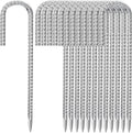 Besitu 12 Inch Ground Stakes Heavy Duty J Hook 30-Pack Metal Spikes Galvanized Ground Hooks Anchors Rebar Ground Stakes for Fence Tent Gazbo Bounce House and Outdoor Decorations Inflatables