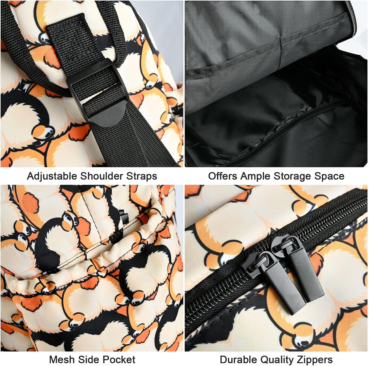 Dog School Backpack for Girls Boys Teens Bookbag 17 Inch Laptop Backpack for Sports Travel Camping
