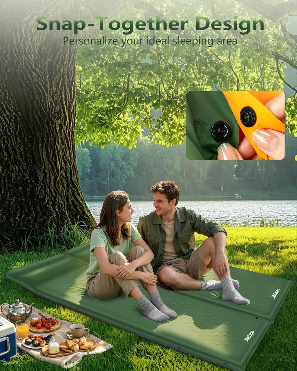 Self-Inflating Sleeping Pad with Built-in Pillow, 8R-Value 4 Season