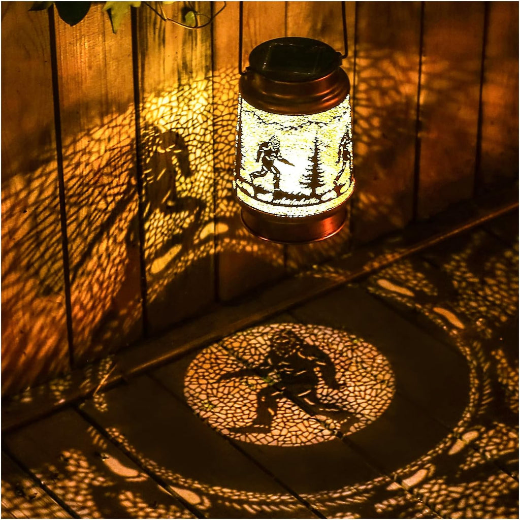 Bigfoot Solar Lanterns Outdoor Waterproof Hanging Solar Lights Big Foot Sasquatch Gifts for Men Women Metal Decorative LED Lanterns for Yard, Patio, Lawn, Pathway, Landscape, Garden Decor