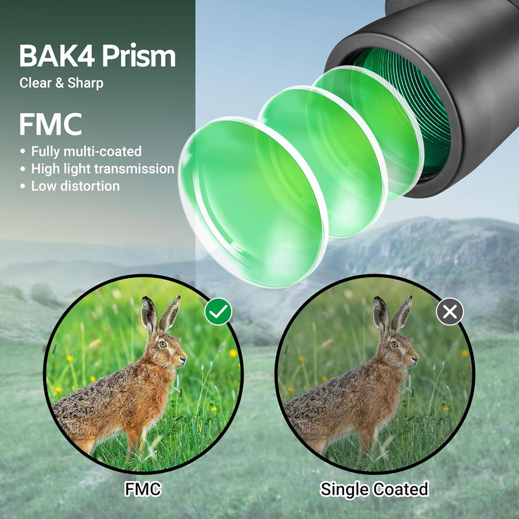 AOMEKIE 10x50 Professional Outdoor High Powered BAK4 Binoculars for Adults