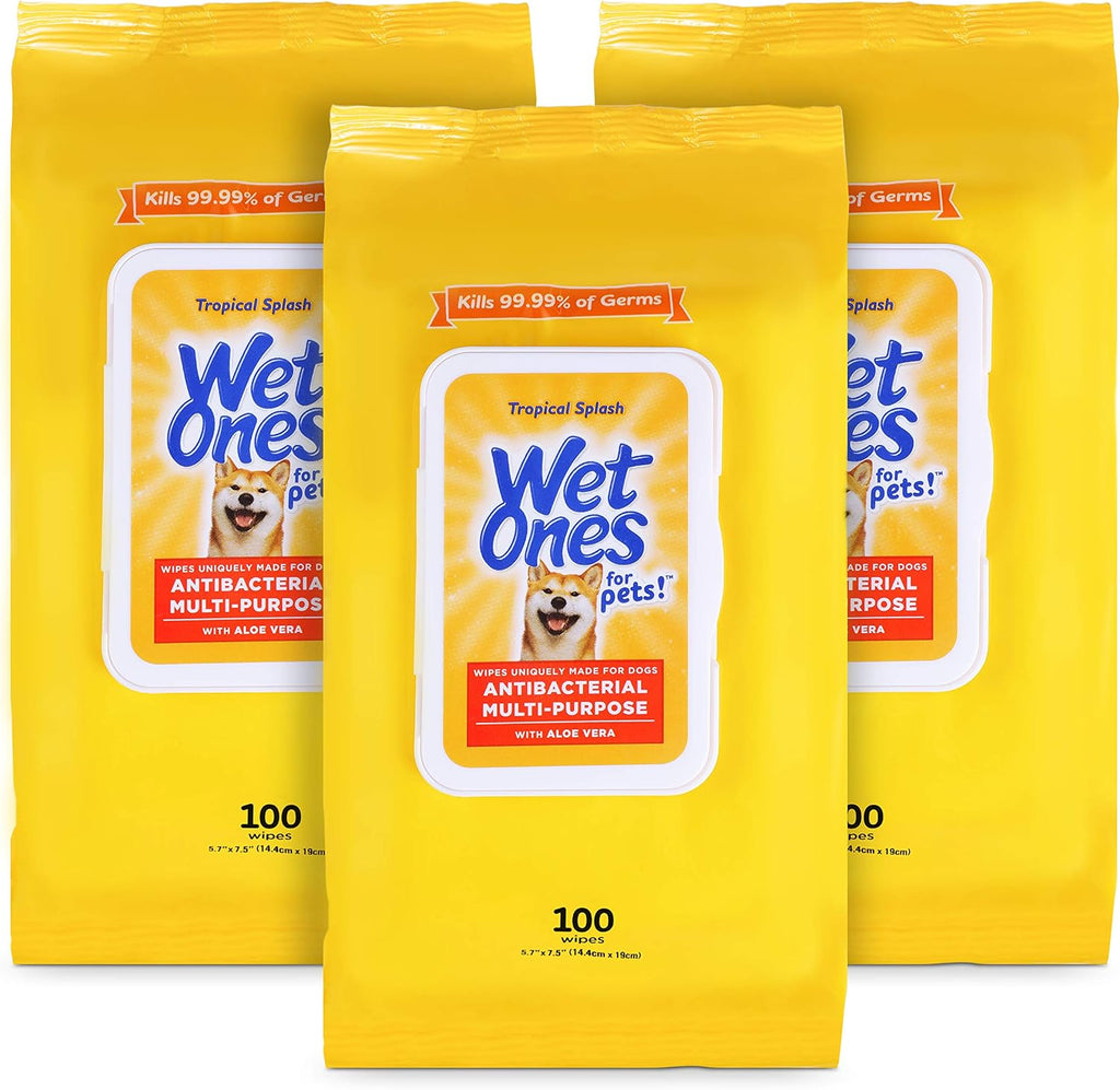 Wet Ones for Pets Multipurpose Dog Wipes, Tropical Splash, 100 Count, 3-Pk