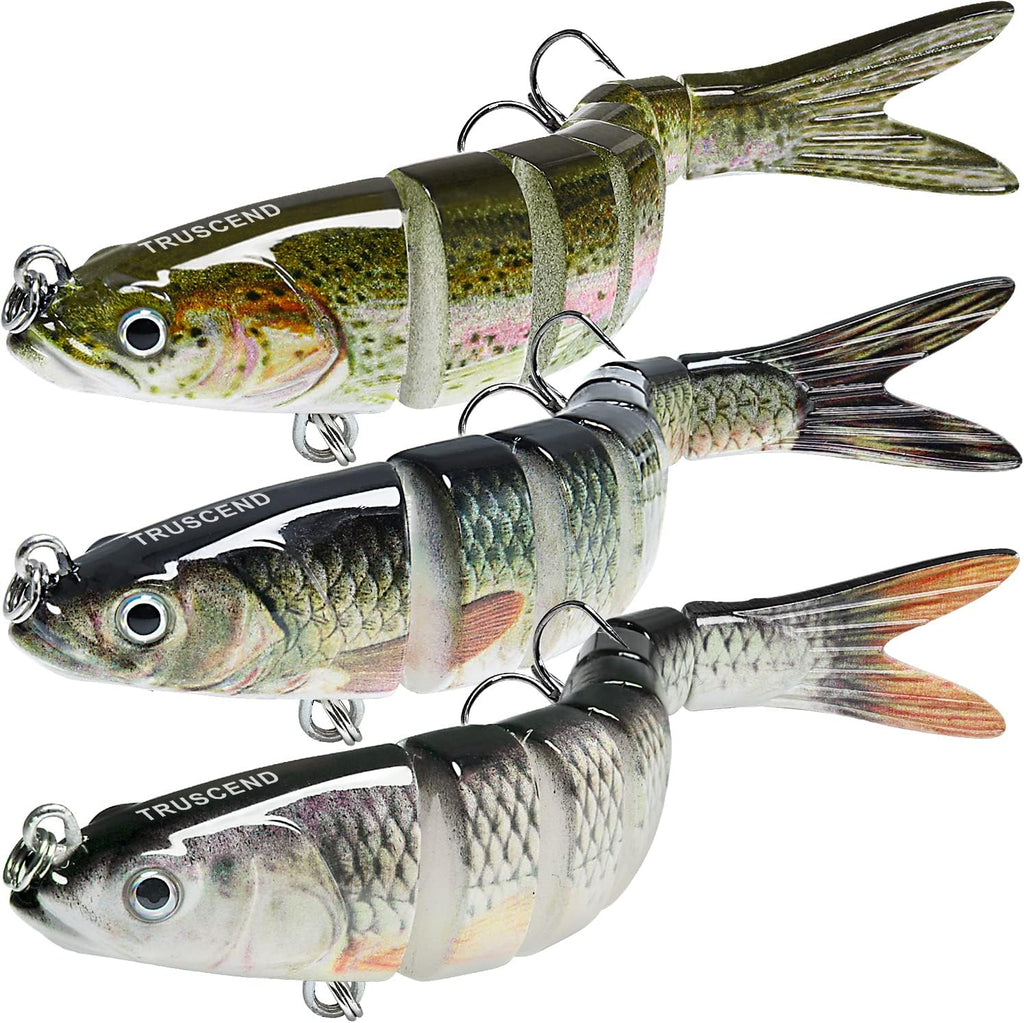 TRUSCEND Swimmax Easy Catch Fishing Lures with BKK Hooks, Wiggling, Vibrating, Rattling and Gurgling for More Bites, Heavy-Duty Dyneema Fiber Jointed Swimbaits for Bass, Trout, Crappie, Walleye, Pike