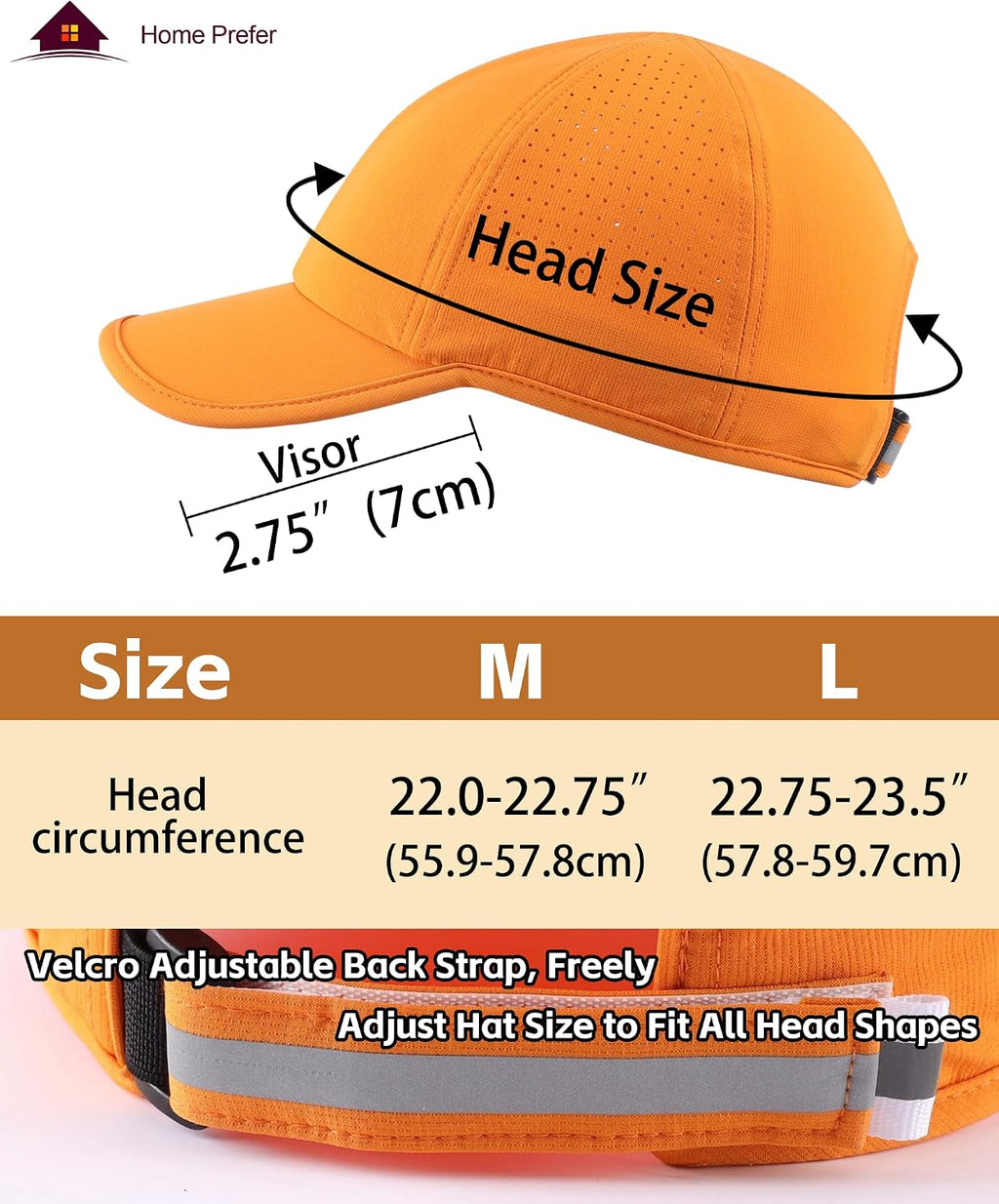 Home Prefer UPF50 Sun Hat for Men Women Reflective Water Repellent Quick Dry Baseball Cap Golf Running Outdoor Sport Hat