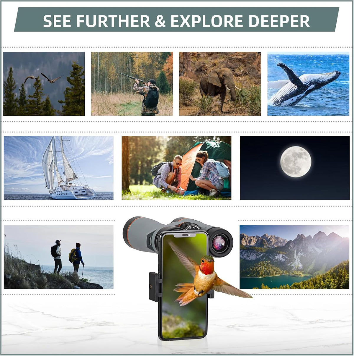10x42 ED Binoculars for Adults High Powered with Phone Adapter