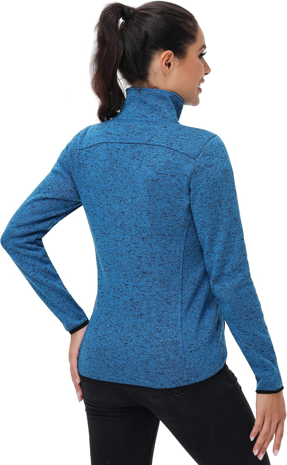 COZZYON Women Fleece Long Sleeve Zip Up Jacket Light Sweater Jacket with Pockets