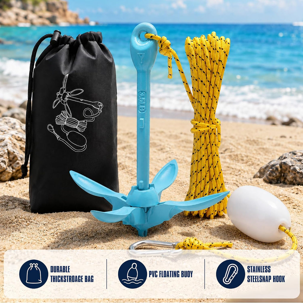 Kayak Anchor Boat Anchor for Kayaks, Canoes, SUP Paddle Boards & Jet Skis, Folding Anchor with 40ft Anchor Tow Rope and Carrying Bag