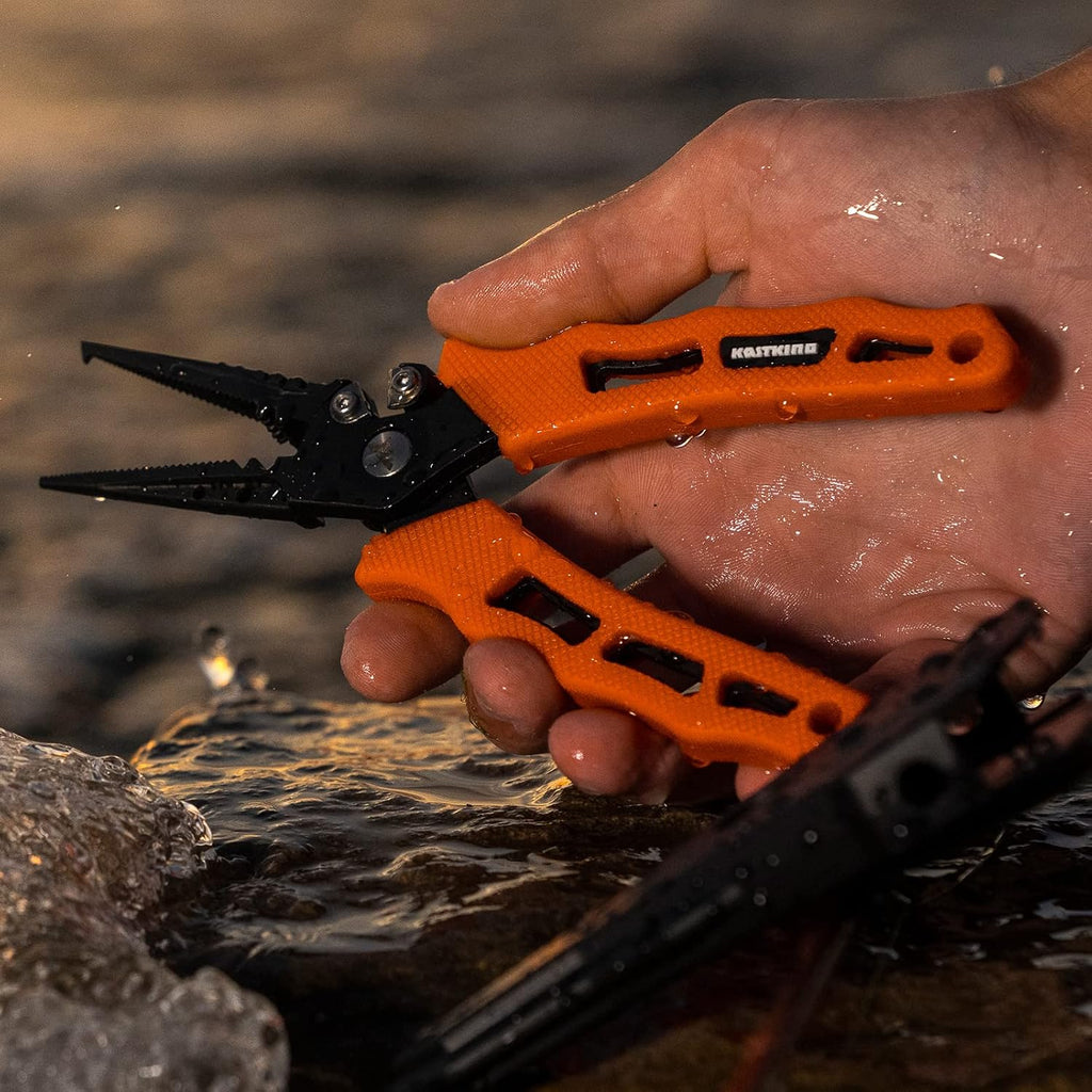 KastKing Cutthroat 7.5" Saltwater Fishing Pliers & Scissors Set, Orange