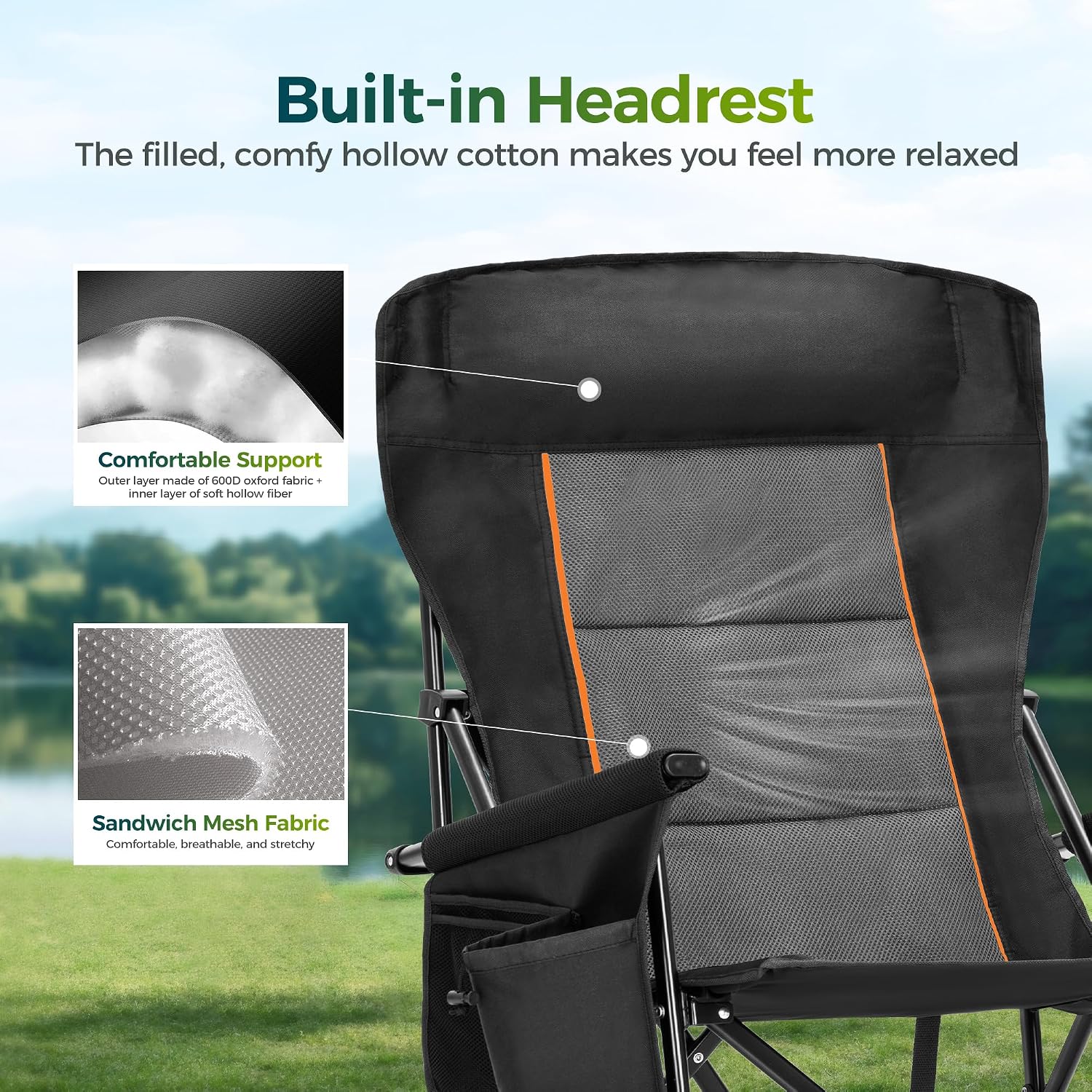 ALPHA CAMP Oversized Camping Chair for Adult Lawn Chair for Outdoor Camping