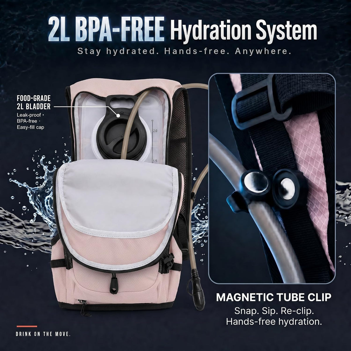 Graxivo Hydration Backpack, Lightweight Hydration Pack with Waist Pockets & Helmet Holder, Versatile Daypack for Mountain Biking, Cycling, Hiking, Running for Men Women