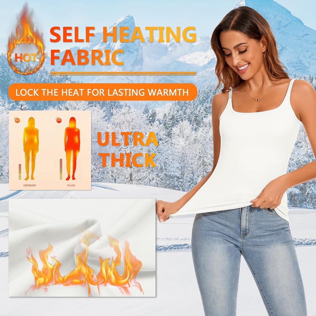WOWENY Thermal Tank Tops for Women Adjustable Straps Warm Base Layer Shirt