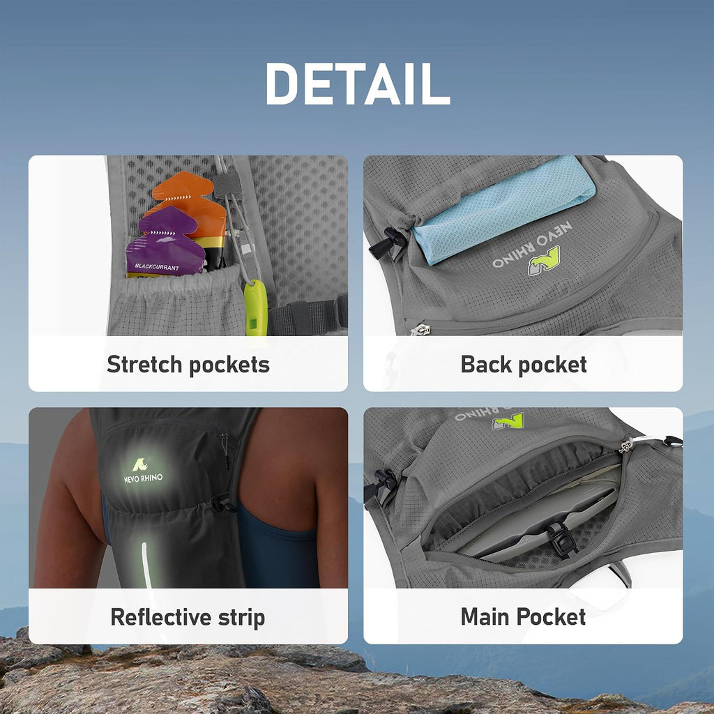 N NEVO RHINO Running Vest with 1.5L Water Bladder, Hydration Vest Pack