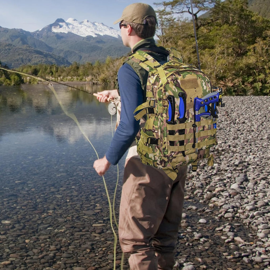Fishing Tackle Backpack Lightweight Water-Resistant Rod Holder Bag
