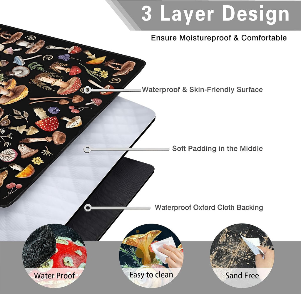 Supfitness Extra Large Picnic Blankets Waterproof Foldable (60 "x 80") Beach Blanket Waterproof Sandproof,3-Layer Thicking Mat Outdoor Packable Camping Blanket