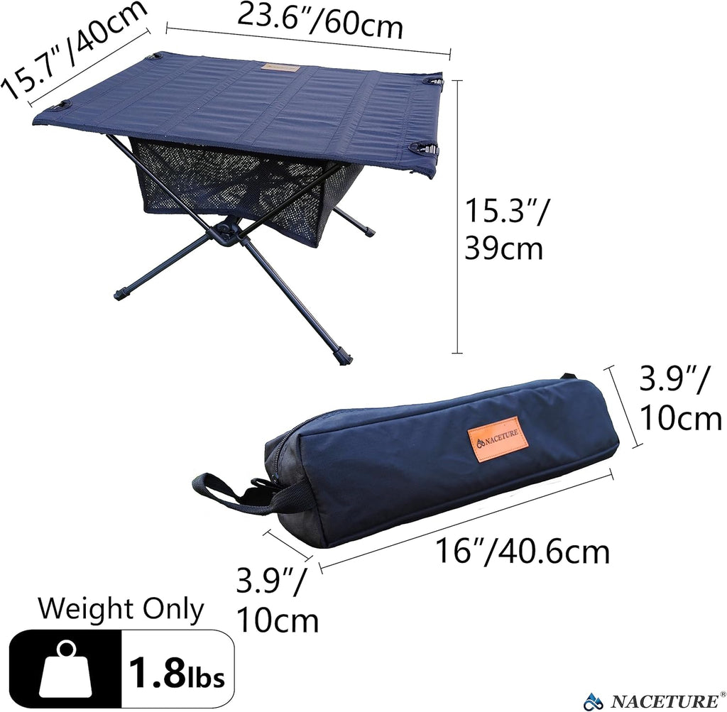 NACETURE Ultralight Camping Table, Foldable Backpacking Table with Mesh