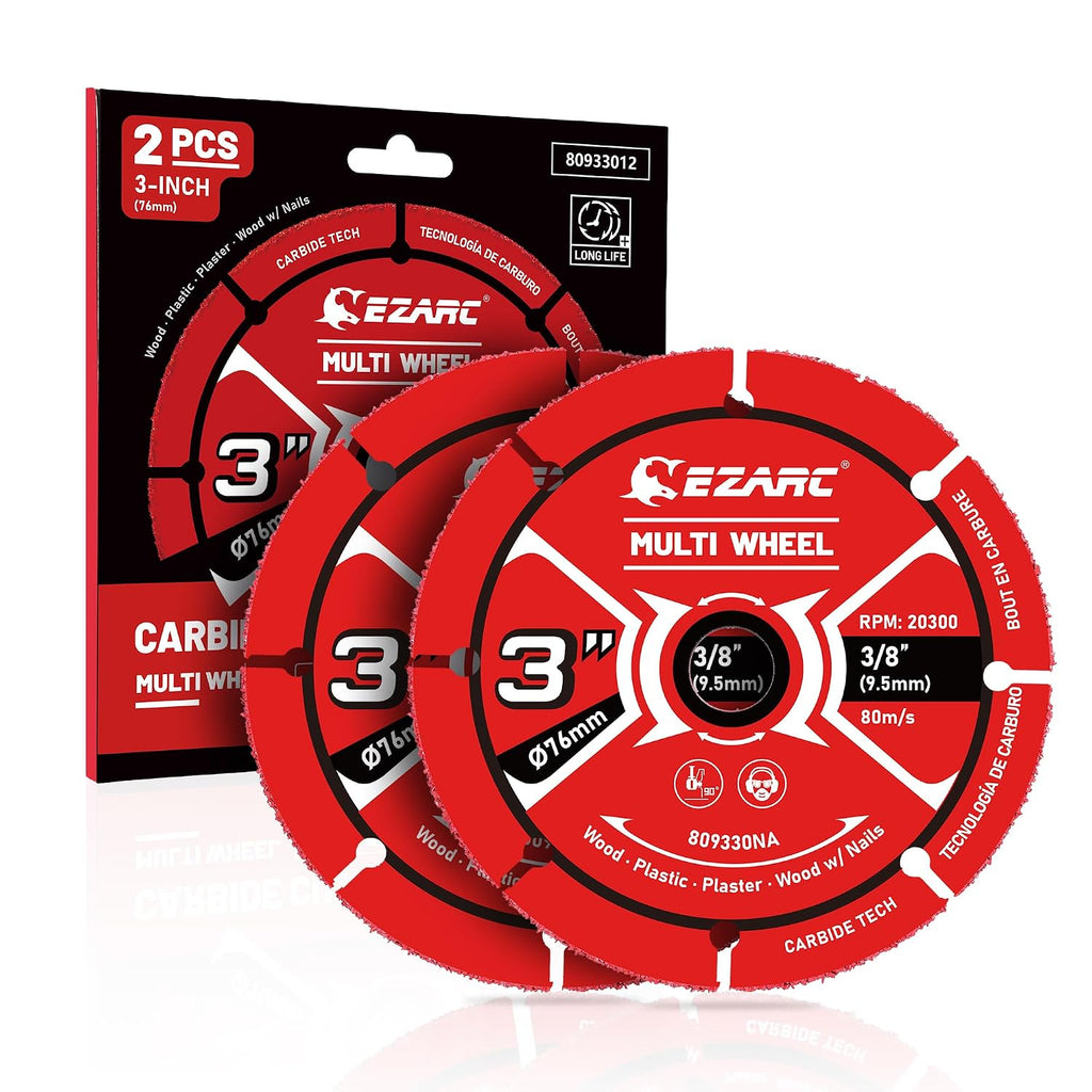 EZARC 3 Inch Carbide Cut Off Wheels for Wood, Nails, Plaster, 2-Pack