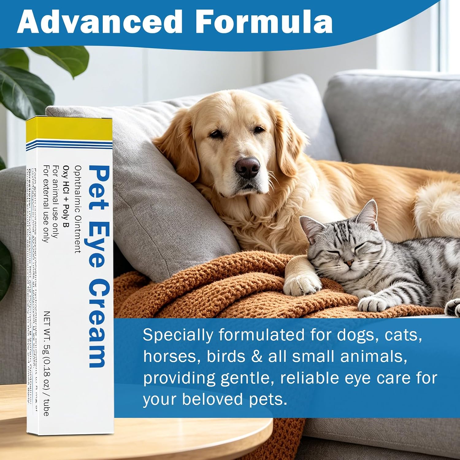 Starmixus Pet Eye Ointment, Soothes Irritation, Discharge & Tear Stains, Professional-Grade Eye Cream for Cats, Dogs, Horses, Birds, Cattle, Sheep and Puppies, Kitten - 1 Tube 5g (0.18oz)
