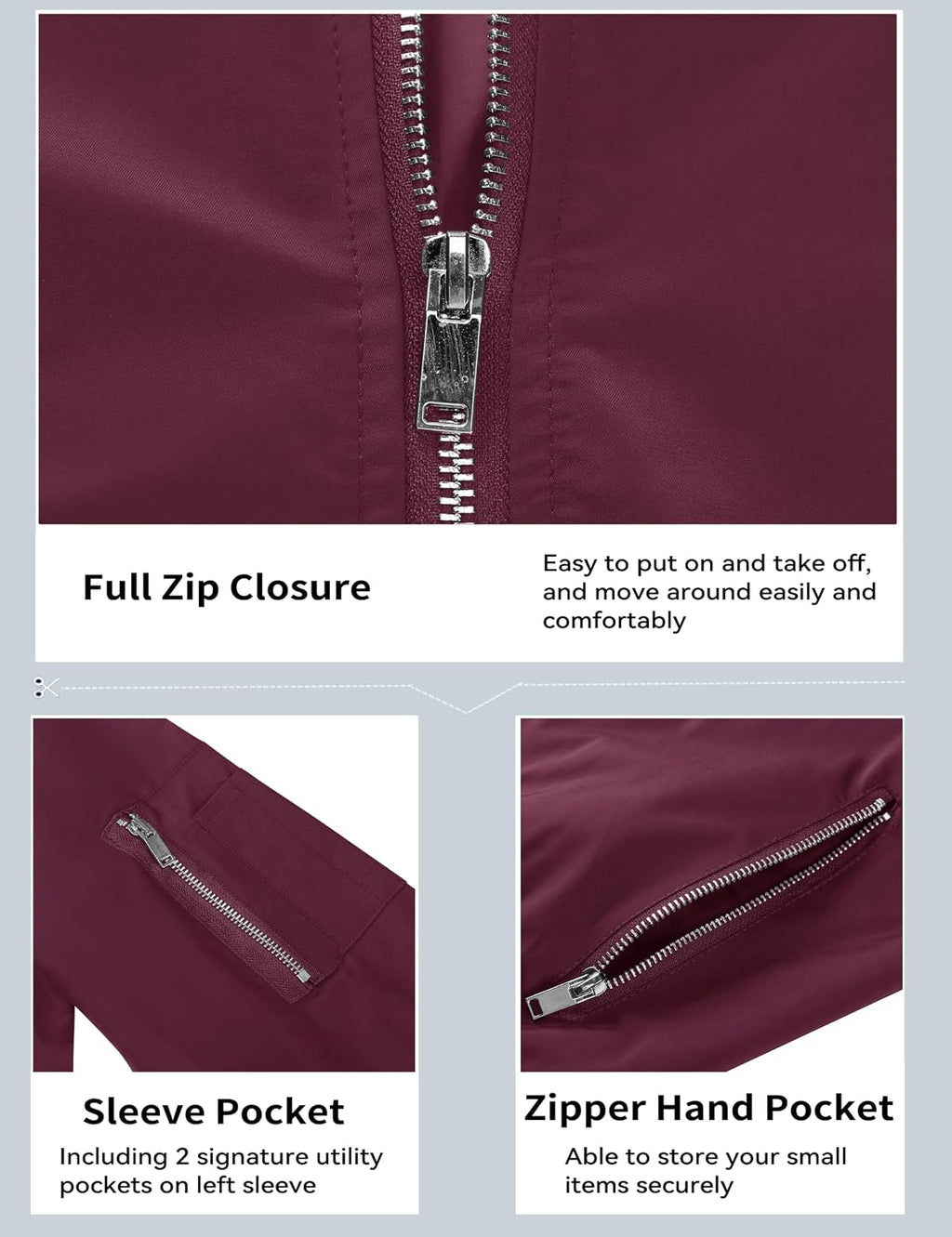 MAGCOMSEN Bomber Jacket Men Jackets Lightweight Windbreaker Jacket Zip Up Bomber Jacket Light Jackets Wine Red,XL