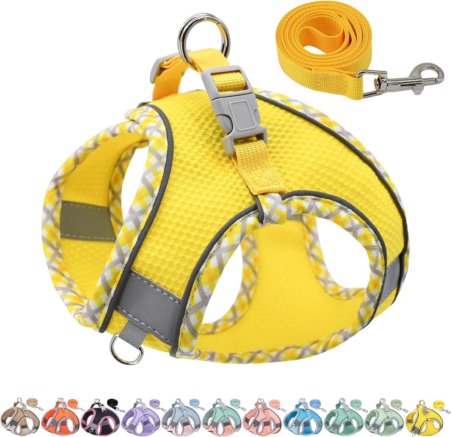 AIITLE Escape-Proof Dog Harnesss and Leash Set, Step in Pet Vest, Yellow L
