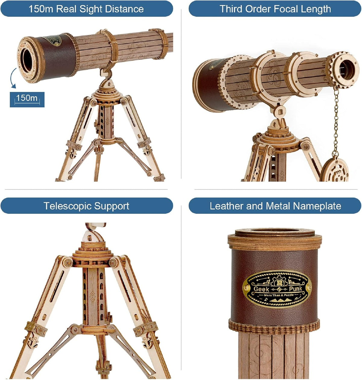 ROKR 3D Wooden Puzzles Monocular Telescope Model Building DIY Science Kit Birthday Gift for Adults and Teens Cool Display Item