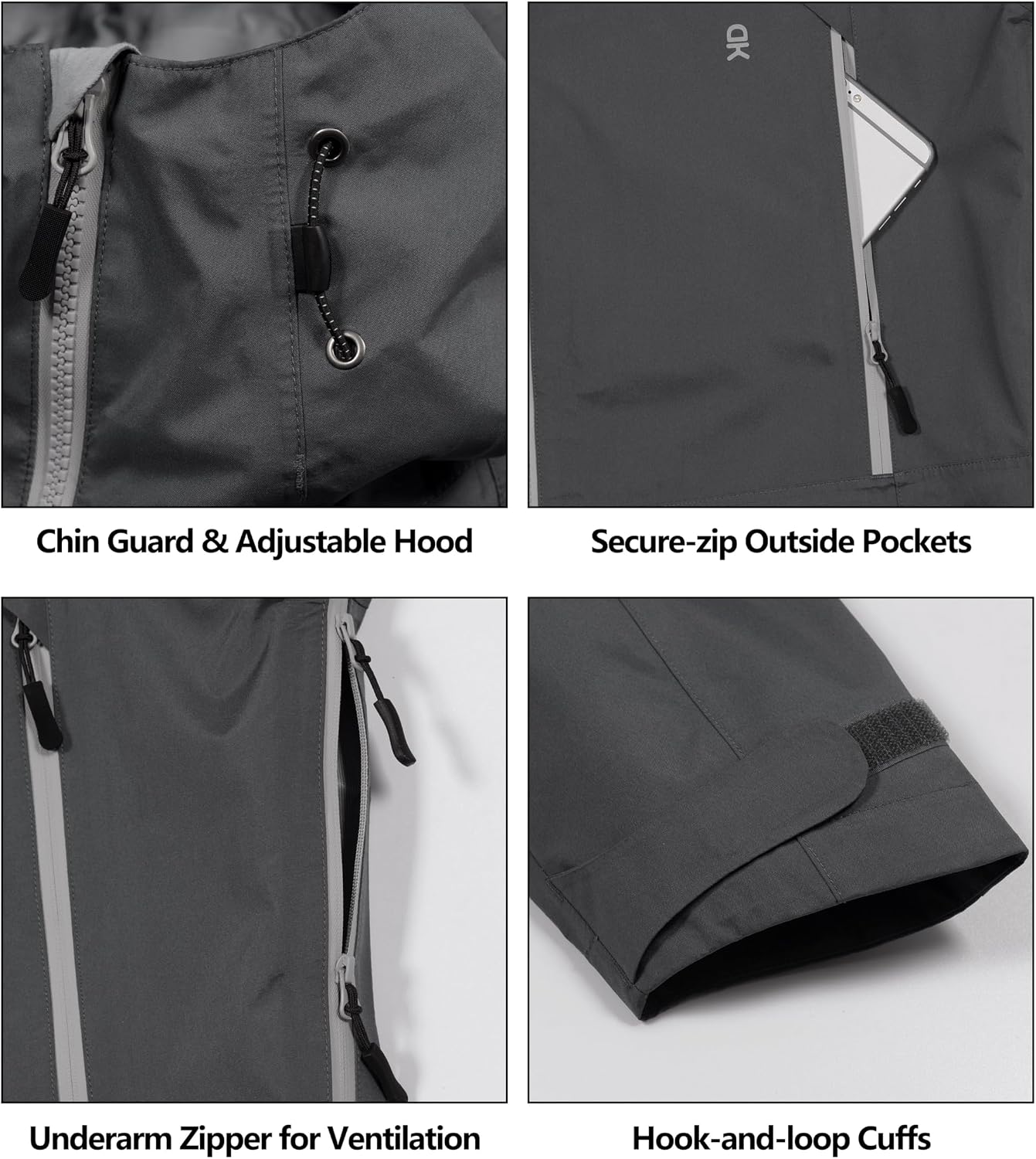 Little Donkey Andy Men's High-performance 3L Hard Shell Waterproof Rain Jacket Breathable Rain Gear for Hiking,Travelling